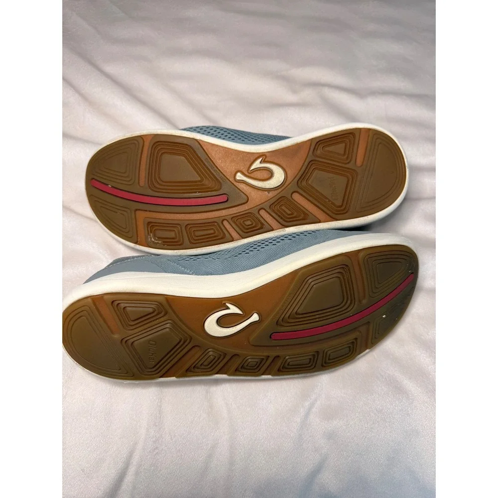 OluKai Nohea Moku Mens Grey Mesh Boat Shoes Sneakers Slip On Drop-In Heel